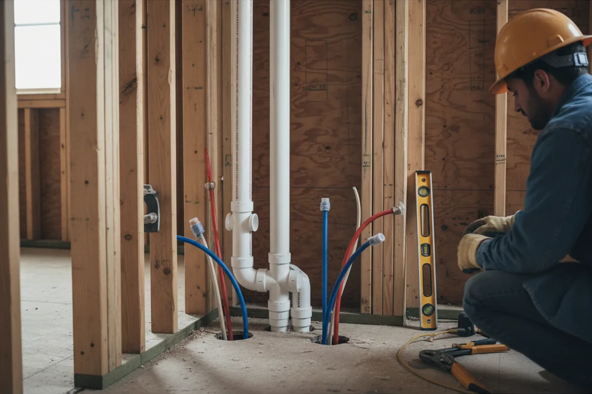 Drain and supply rough-in during Drain Cleaning in Greenfield